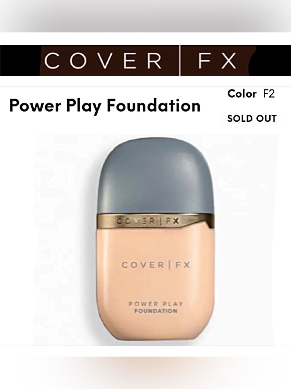 NIB Cover FX Power Play Foundation F2 Natural Matte Waterproof Vegan Sold Out
